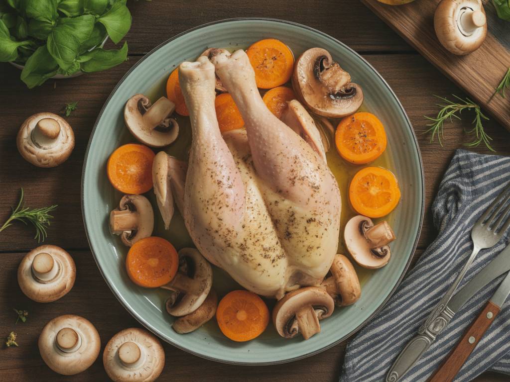 Poulet champignons carottes : un plat mijoté de saison à faire en version bio