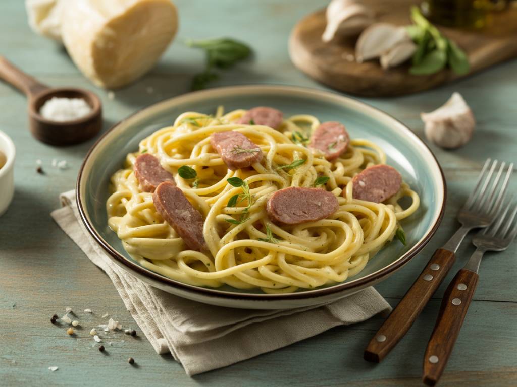 Carbonara végétarienne : saveur authentique sans lardons, à base d’ingrédients bio